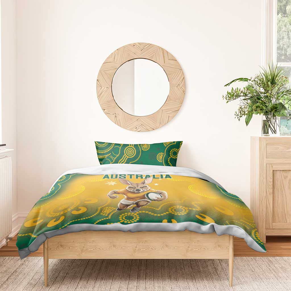 Australia Rugby 2024 Bedding Set Go Wallabies Aboriginal Pattern