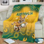 Australia Rugby 2024 Blanket Go Wallabies Aboriginal Pattern