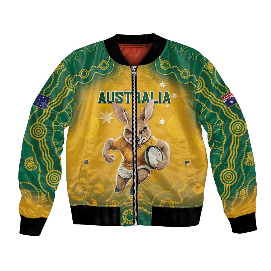 Custom Australia Rugby 2024 Bomber Jacket Go Wallabies Aboriginal Pattern
