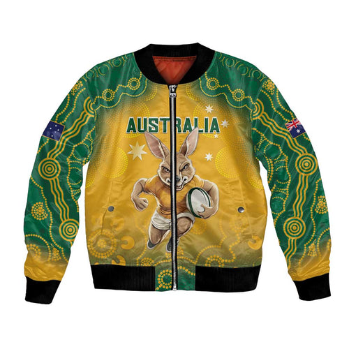 Custom Australia Rugby 2024 Bomber Jacket Go Wallabies Aboriginal Pattern
