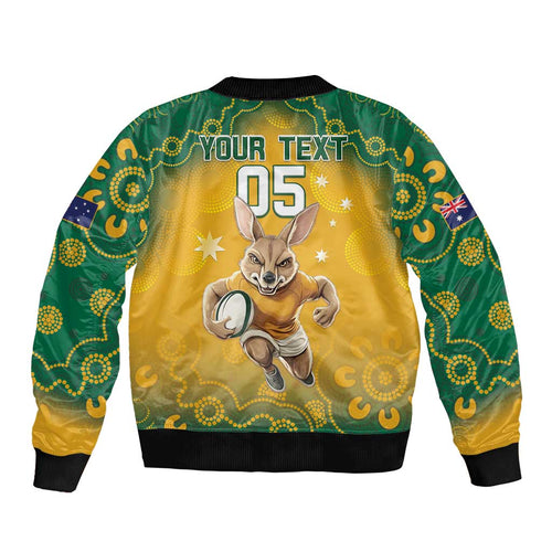 Custom Australia Rugby 2024 Bomber Jacket Go Wallabies Aboriginal Pattern