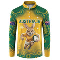 Custom Australia Rugby 2024 Button Sweatshirt Go Wallabies Aboriginal Pattern