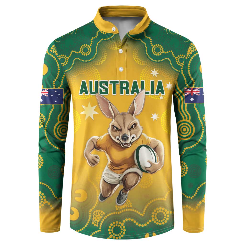 Custom Australia Rugby 2024 Button Sweatshirt Go Wallabies Aboriginal Pattern