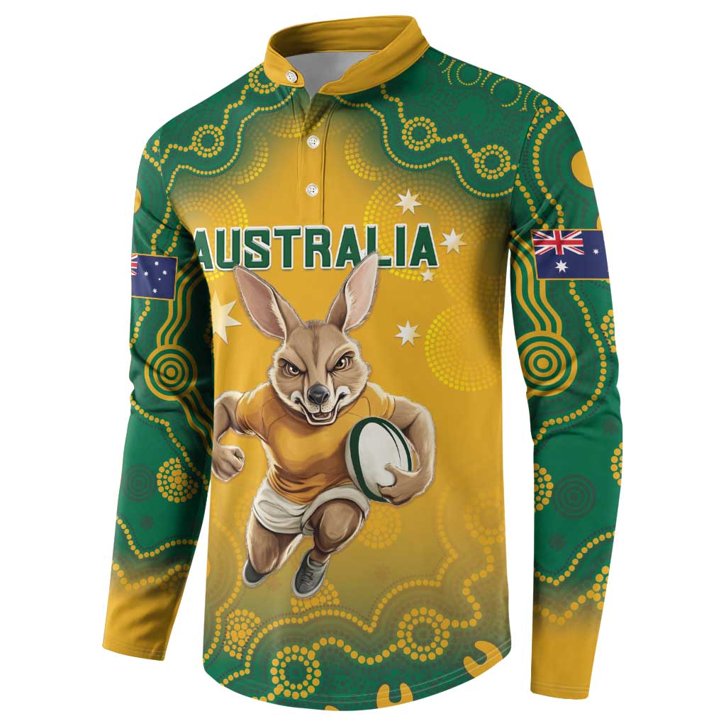 Custom Australia Rugby 2024 Button Sweatshirt Go Wallabies Aboriginal Pattern