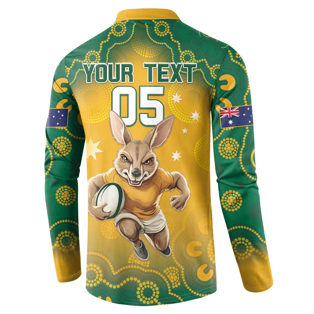 Custom Australia Rugby 2024 Button Sweatshirt Go Wallabies Aboriginal Pattern