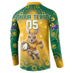Custom Australia Rugby 2024 Button Sweatshirt Go Wallabies Aboriginal Pattern