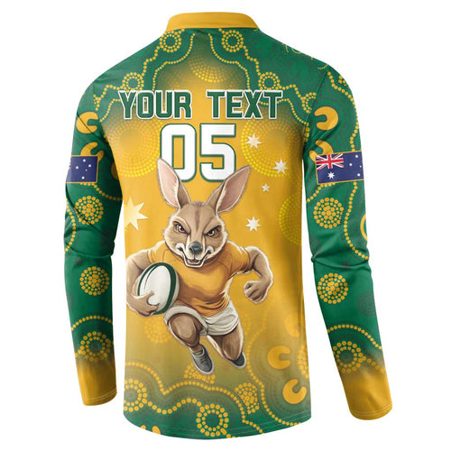 Custom Australia Rugby 2024 Button Sweatshirt Go Wallabies Aboriginal Pattern