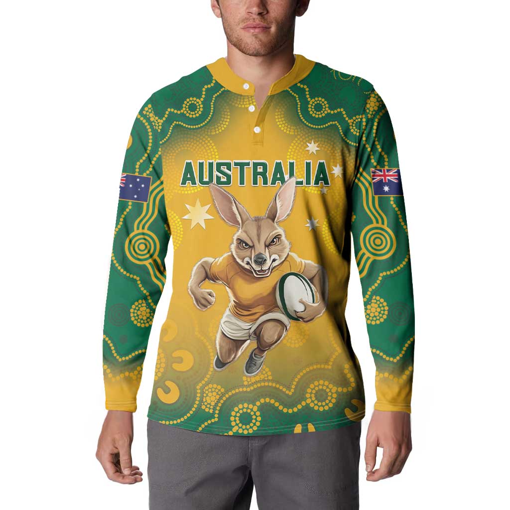 Custom Australia Rugby 2024 Button Sweatshirt Go Wallabies Aboriginal Pattern