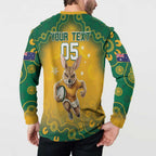 Custom Australia Rugby 2024 Button Sweatshirt Go Wallabies Aboriginal Pattern