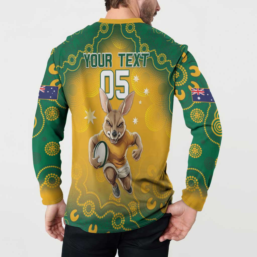 Custom Australia Rugby 2024 Button Sweatshirt Go Wallabies Aboriginal Pattern