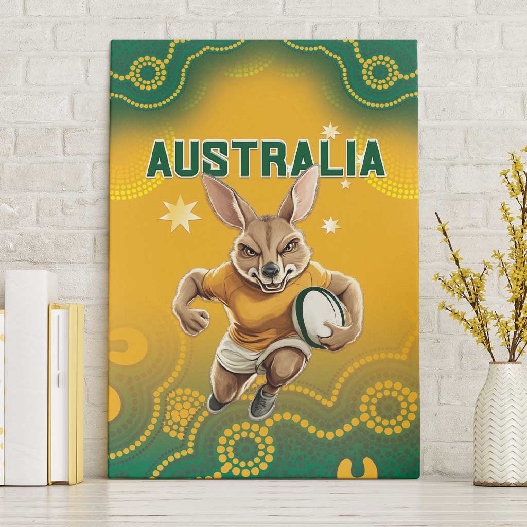 Australia Rugby 2024 Canvas Wall Art Go Wallabies Aboriginal Pattern
