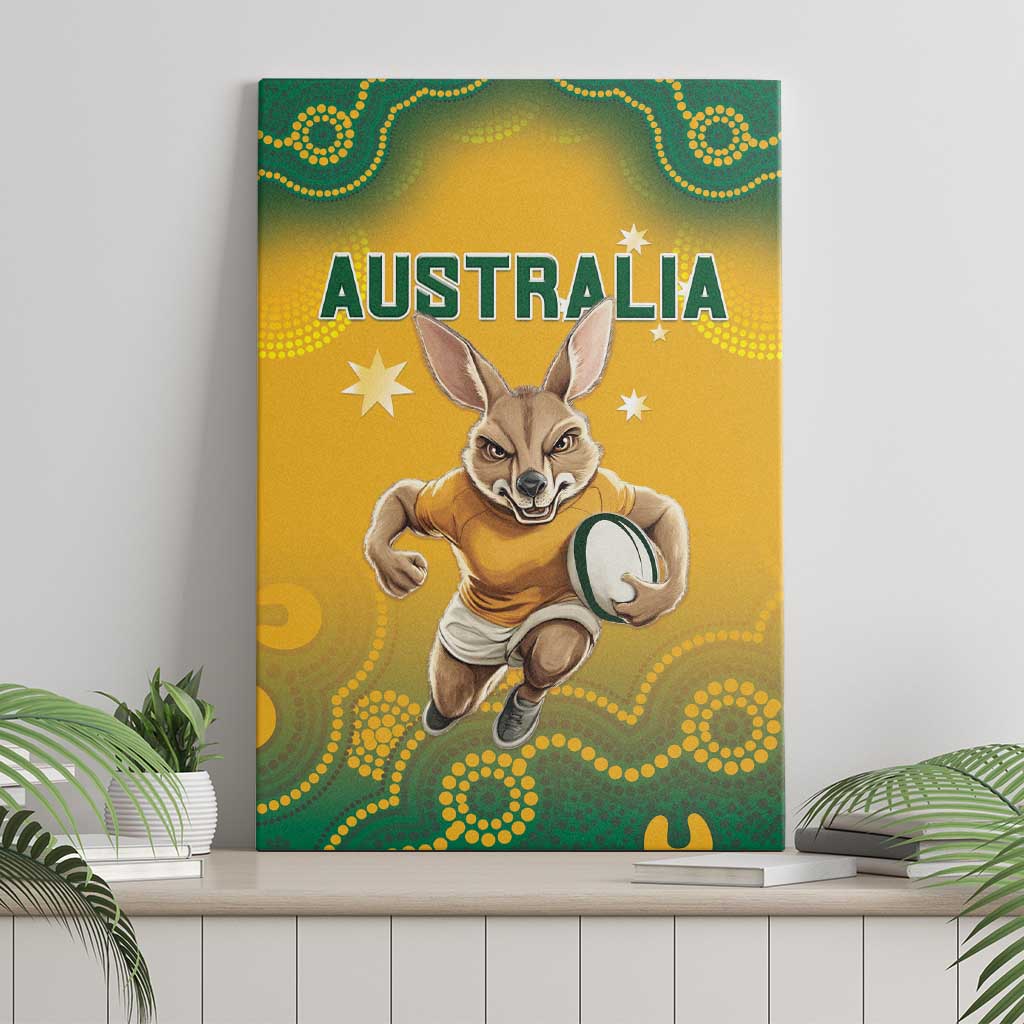 Australia Rugby 2024 Canvas Wall Art Go Wallabies Aboriginal Pattern