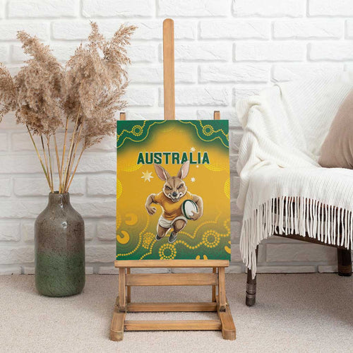 Australia Rugby 2024 Canvas Wall Art Go Wallabies Aboriginal Pattern