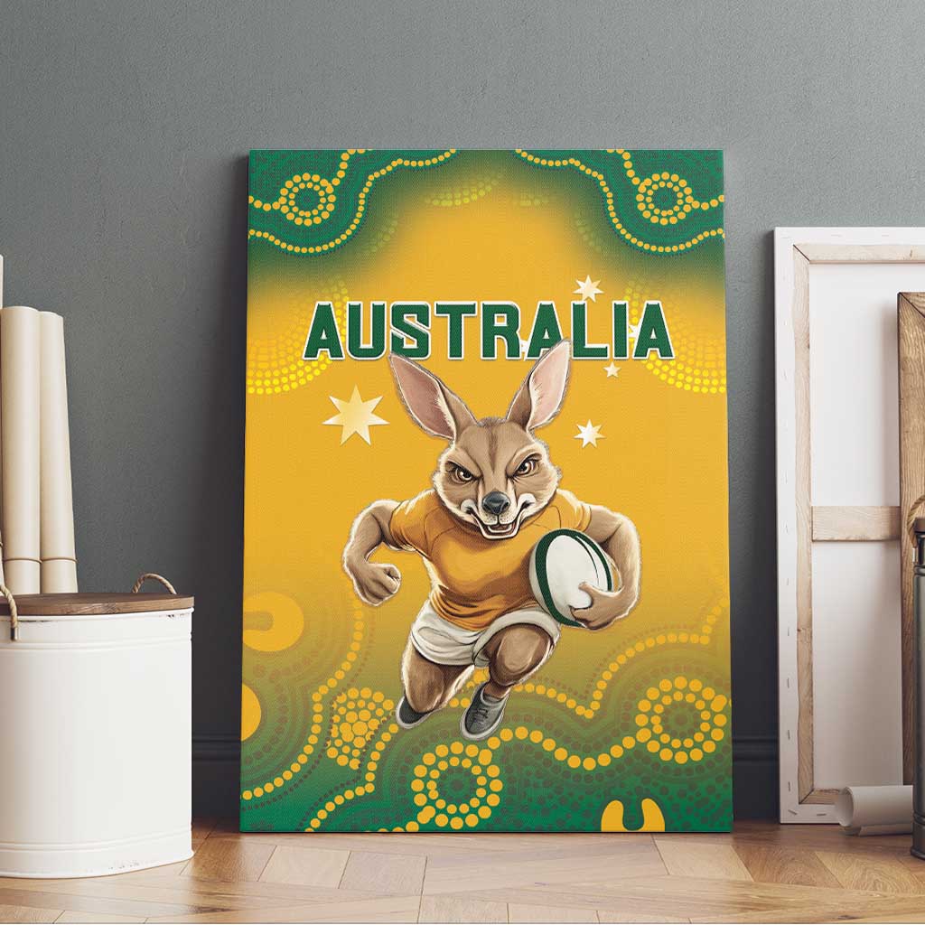 Australia Rugby 2024 Canvas Wall Art Go Wallabies Aboriginal Pattern