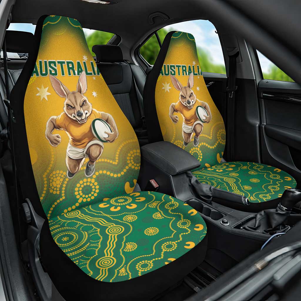 Australia Rugby 2024 Car Seat Cover Go Wallabies Aboriginal Pattern