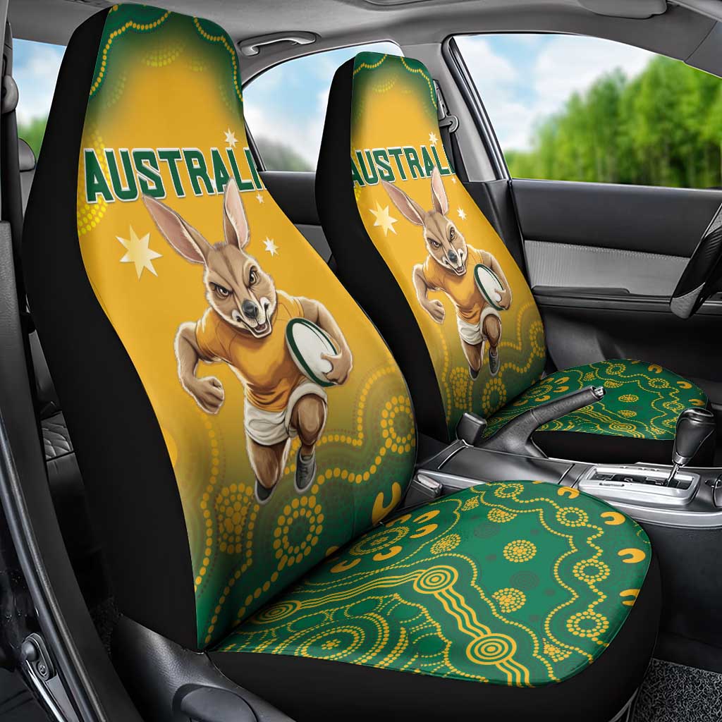 Australia Rugby 2024 Car Seat Cover Go Wallabies Aboriginal Pattern