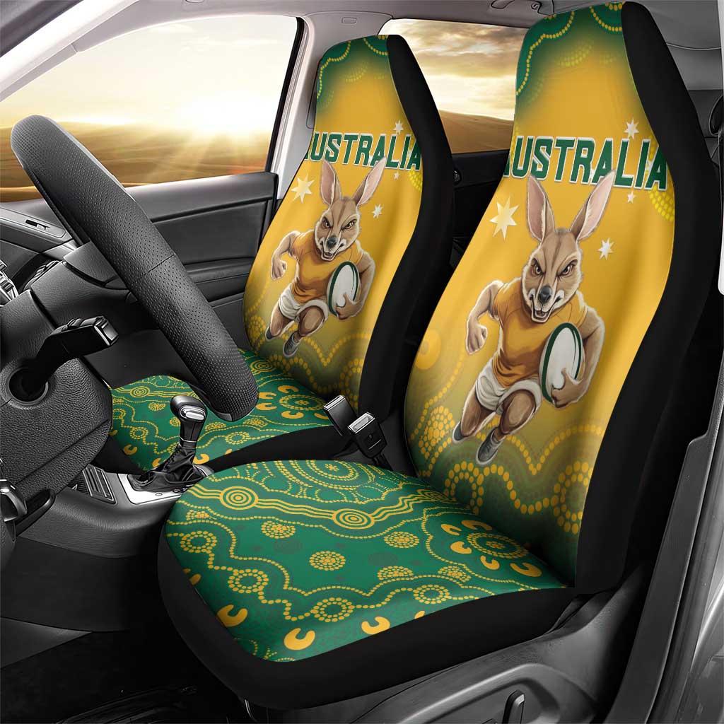 Australia Rugby 2024 Car Seat Cover Go Wallabies Aboriginal Pattern