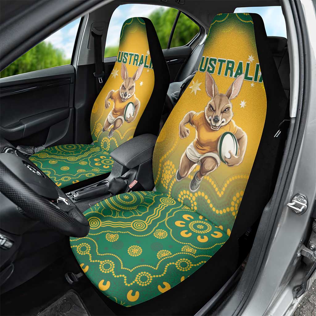 Australia Rugby 2024 Car Seat Cover Go Wallabies Aboriginal Pattern