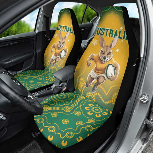 Australia Rugby 2024 Car Seat Cover Go Wallabies Aboriginal Pattern