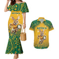 Custom Australia Rugby 2024 Couples Matching Mermaid Dress and Hawaiian Shirt Go Wallabies Aboriginal Pattern