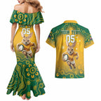 Custom Australia Rugby 2024 Couples Matching Mermaid Dress and Hawaiian Shirt Go Wallabies Aboriginal Pattern