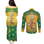 Custom Australia Rugby 2024 Couples Matching Puletasi and Long Sleeve Button Shirt Go Wallabies Aboriginal Pattern