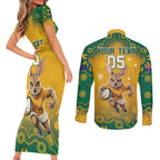 Custom Australia Rugby 2024 Couples Matching Short Sleeve Bodycon Dress and Long Sleeve Button Shirt Go Wallabies Aboriginal Pattern