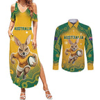 Custom Australia Rugby 2024 Couples Matching Summer Maxi Dress and Long Sleeve Button Shirt Go Wallabies Aboriginal Pattern