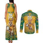 Custom Australia Rugby 2024 Couples Matching Tank Maxi Dress and Long Sleeve Button Shirt Go Wallabies Aboriginal Pattern