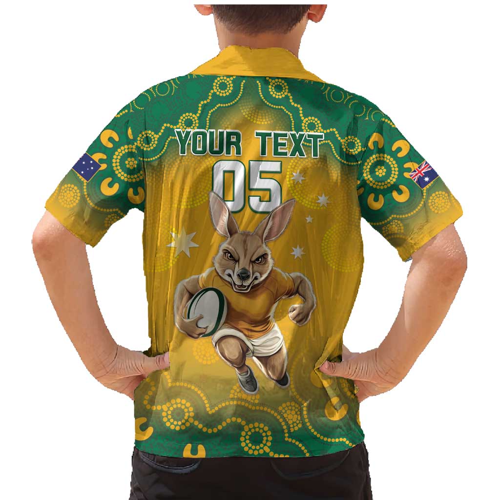 Custom Australia Rugby 2024 Family Matching Mermaid Dress and Hawaiian Shirt Go Wallabies Aboriginal Pattern