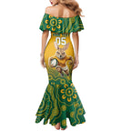 Custom Australia Rugby 2024 Family Matching Mermaid Dress and Hawaiian Shirt Go Wallabies Aboriginal Pattern