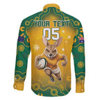 Custom Australia Rugby 2024 Family Matching Off The Shoulder Long Sleeve Dress and Hawaiian Shirt Go Wallabies Aboriginal Pattern