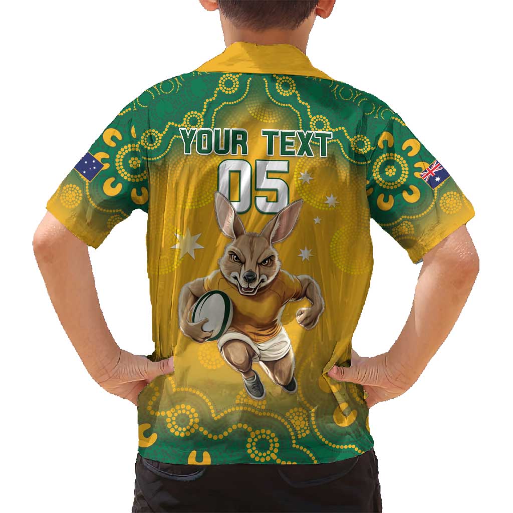 Custom Australia Rugby 2024 Family Matching Off Shoulder Maxi Dress and Hawaiian Shirt Go Wallabies Aboriginal Pattern