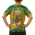 Custom Australia Rugby 2024 Family Matching Off Shoulder Maxi Dress and Hawaiian Shirt Go Wallabies Aboriginal Pattern