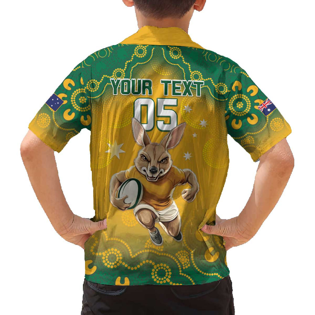 Custom Australia Rugby 2024 Family Matching Off Shoulder Short Dress and Hawaiian Shirt Go Wallabies Aboriginal Pattern