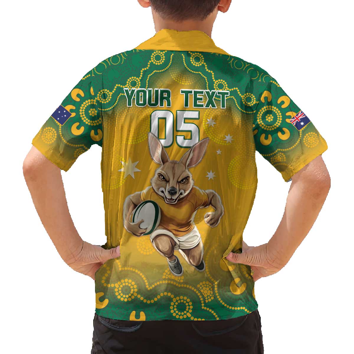 Custom Australia Rugby 2024 Family Matching Off Shoulder Short Dress and Hawaiian Shirt Go Wallabies Aboriginal Pattern