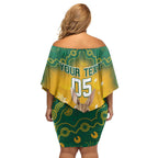 Custom Australia Rugby 2024 Family Matching Off Shoulder Short Dress and Hawaiian Shirt Go Wallabies Aboriginal Pattern