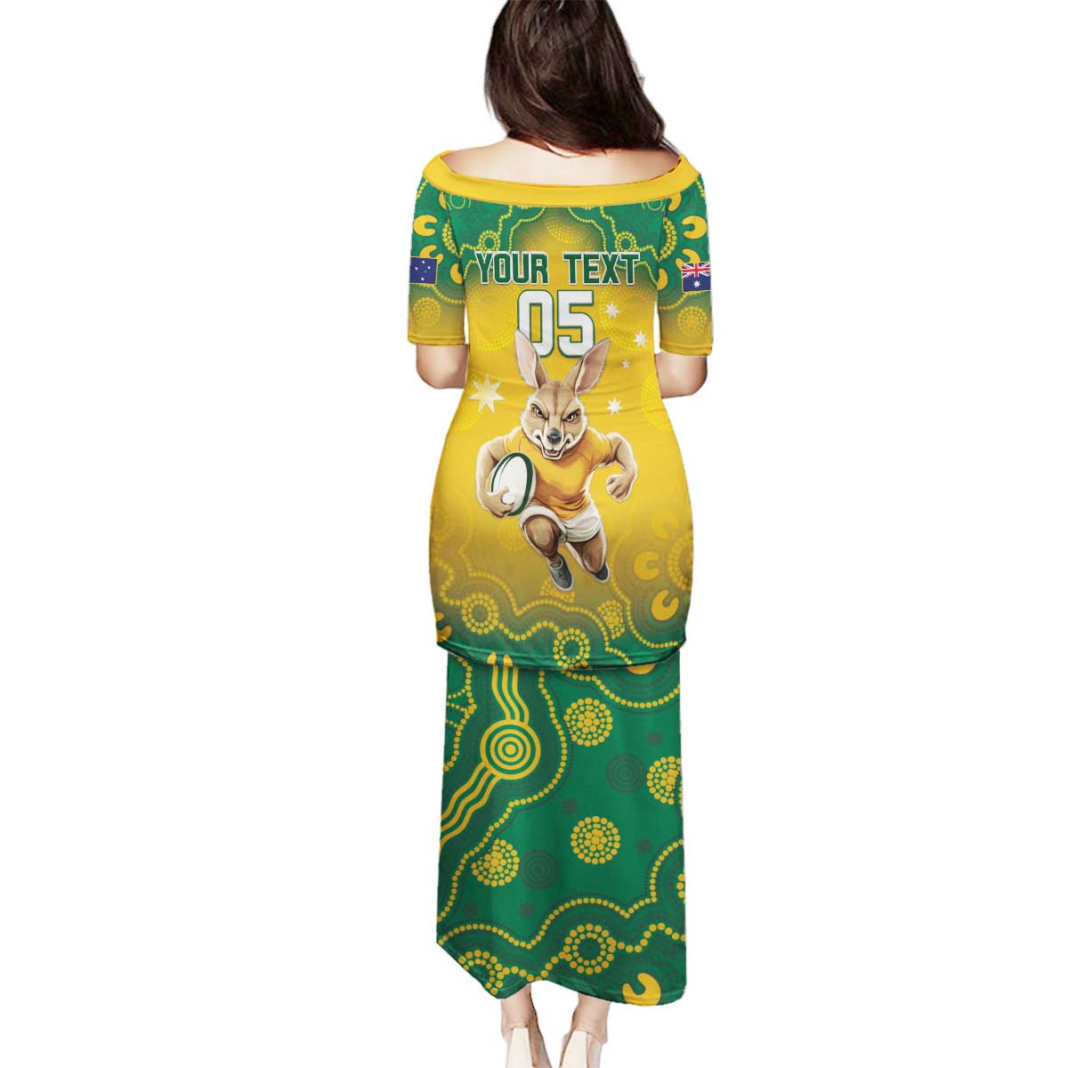 Custom Australia Rugby 2024 Family Matching Puletasi and Hawaiian Shirt Go Wallabies Aboriginal Pattern