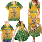 Custom Australia Rugby 2024 Family Matching Summer Maxi Dress and Hawaiian Shirt Go Wallabies Aboriginal Pattern
