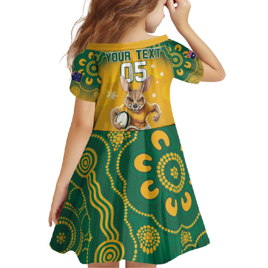 Custom Australia Rugby 2024 Family Matching Tank Maxi Dress and Hawaiian Shirt Go Wallabies Aboriginal Pattern