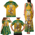 Custom Australia Rugby 2024 Family Matching Tank Maxi Dress and Hawaiian Shirt Go Wallabies Aboriginal Pattern