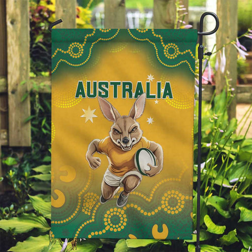 Australia Rugby 2024 Garden Flag Go Wallabies Aboriginal Pattern