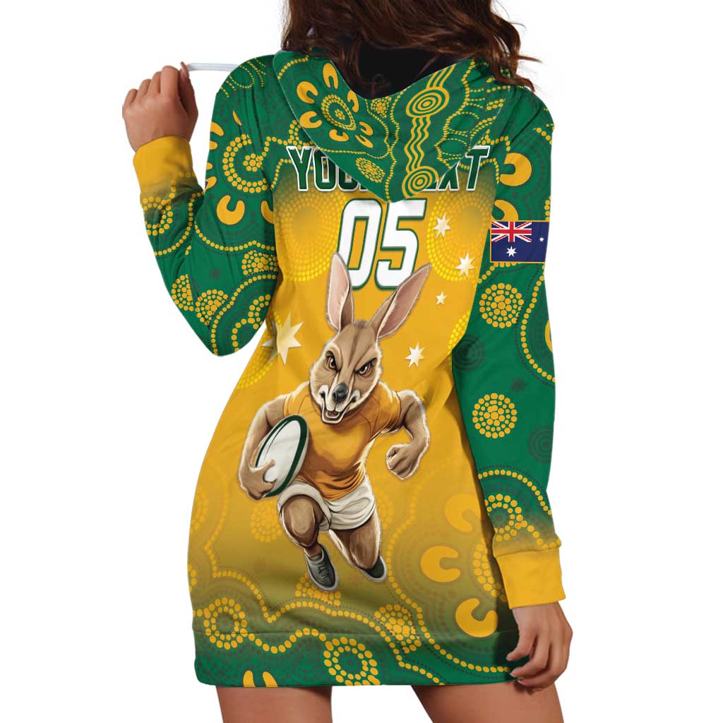 Custom Australia Rugby 2024 Hoodie Dress Go Wallabies Aboriginal Pattern