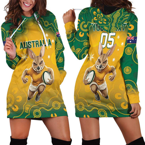 Custom Australia Rugby 2024 Hoodie Dress Go Wallabies Aboriginal Pattern