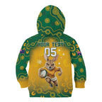 Custom Australia Rugby 2024 Kid Hoodie Go Wallabies Aboriginal Pattern