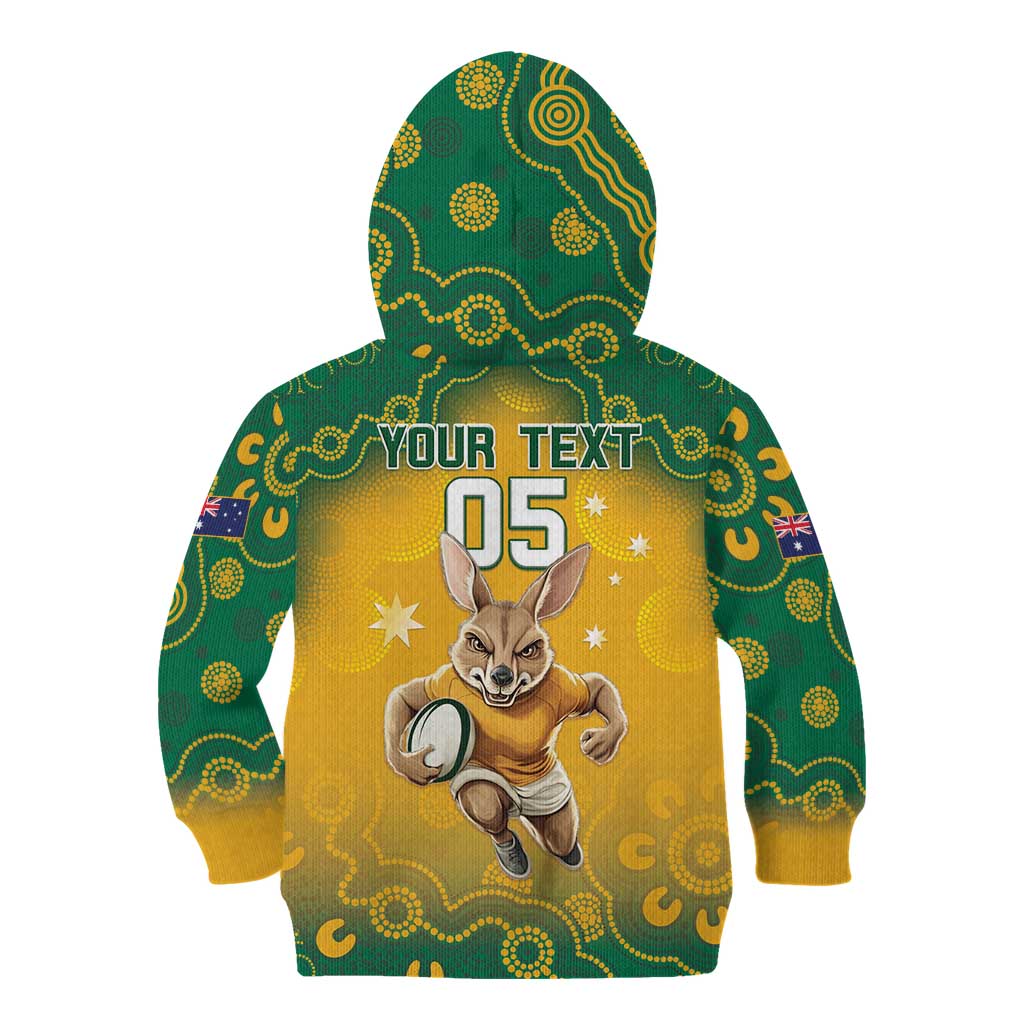 Custom Australia Rugby 2024 Kid Hoodie Go Wallabies Aboriginal Pattern