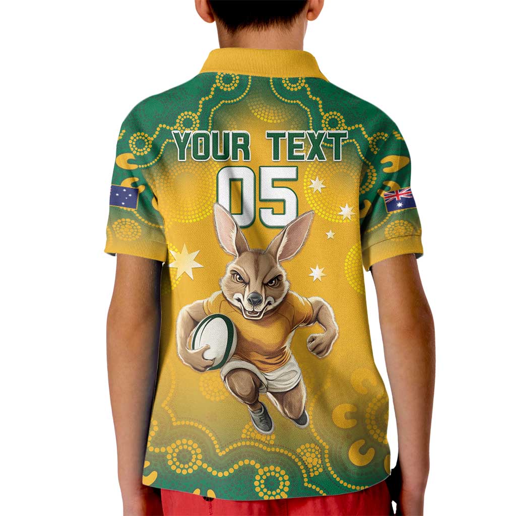 Custom Australia Rugby 2024 Kid Polo Shirt Go Wallabies Aboriginal Pattern