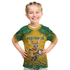 Custom Australia Rugby 2024 Kid T Shirt Go Wallabies Aboriginal Pattern