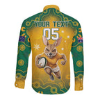 Custom Australia Rugby 2024 Long Sleeve Button Shirt Go Wallabies Aboriginal Pattern