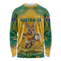 Custom Australia Rugby 2024 Long Sleeve Shirt Go Wallabies Aboriginal Pattern